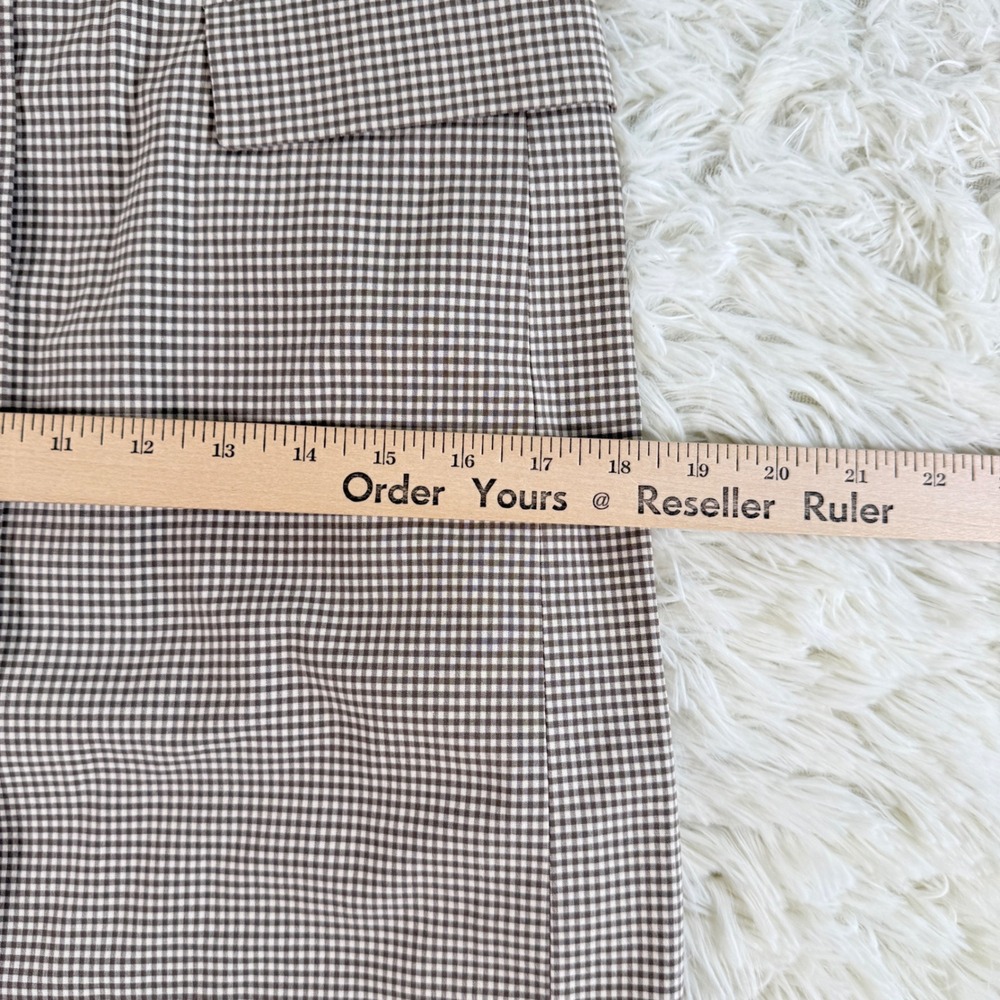 Vintage Theory Strapless Gingham Button Front Dress Brown White Silk Size 10 - Picture 9 of 13
